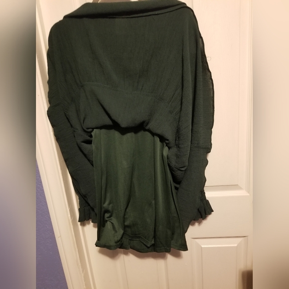 Anthropologie Moon River Smocking Tiered Woven Mini Dress Green Size Small - Picture 5 of 8